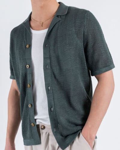 ONLYSONS Camicia a mezza manica traforata DIEGO 22028576 Balsam Green 3 Nuovi Arrivi