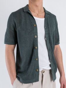 ONLY&SONS Camicia a mezza manica traforata DIEGO 22028576 Balsam Green (4)