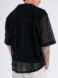 ONLY&SONS Camicia a mezza manica traforata NOVAK 22032731 Black (1)