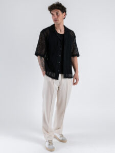 ONLY&SONS Camicia a mezza manica traforata NOVAK 22032731 Black (2)