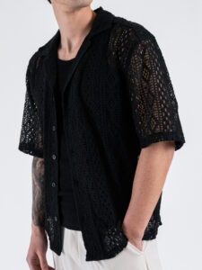ONLY&SONS Camicia a mezza manica traforata NOVAK 22032731 Black (4)