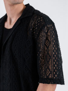 ONLY&SONS Camicia a mezza manica traforata NOVAK 22032731 Black (5)
