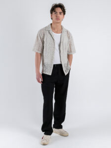 ONLY&SONS Camicia a mezza manica traforata NOVAK 22032731 Moonstruck (2)