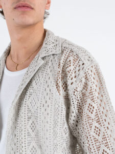 ONLY&SONS Camicia a mezza manica traforata NOVAK 22032731 Moonstruck (5)