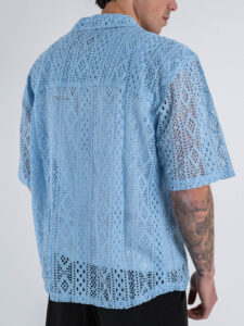 ONLY&SONS Camicia a mezza manica traforata NOVAK 22032731 Powder Blue (1)