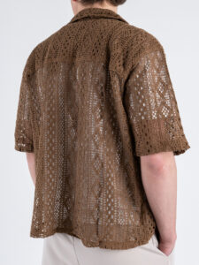 ONLY&SONS Camicia a mezza manica traforata NOVAK 22032731 Sepia (1)