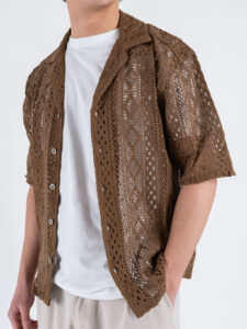 ONLY&SONS Camicia a mezza manica traforata NOVAK 22032731 Sepia (3)
