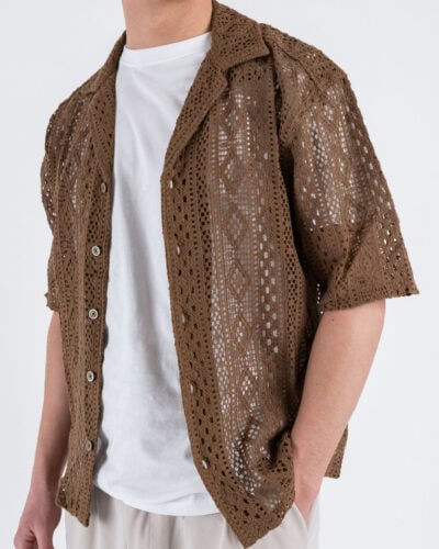 ONLYSONS Camicia a mezza manica traforata NOVAK 22032731 Sepia 3 Nuovi Arrivi