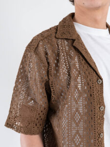 ONLY&SONS Camicia a mezza manica traforata NOVAK 22032731 Sepia (5)