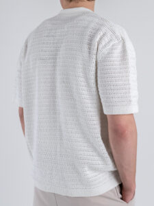 ONLY&SONS Camicia a mezza manica traforata THIAGO 22028576 Cloud Dancer (2)
