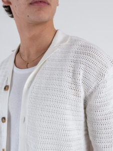 ONLY&SONS Camicia a mezza manica traforata THIAGO 22028576 Cloud Dancer (3)