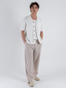 ONLY&SONS Camicia a mezza manica traforata THIAGO 22028576 Cloud Dancer (4)