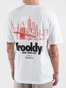 ONLY&SONS T-shirt over con stampa Brooklyn sul retro 22033620 KEANE Bright White (2)