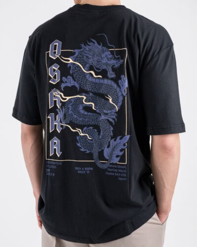 ONLYSONS T shirt over con stampa frontale Osaka e dragone sul retro 22039620 KEANE Black 3 Nuovi Arrivi