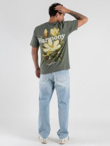 ONLY&SONS T-shirt over con stampa sul retro floreale 22033620 KEANE Castor Grey (1)