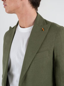 OVER-D Abito misto lino con giacca due bottoni + Pantalone taglio sartoriale OC1S2S5A03 Militare (5)