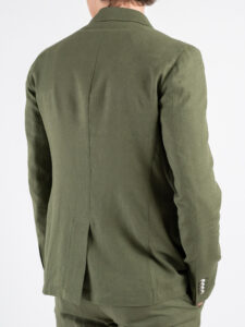 OVER-D Abito misto lino con giacca due bottoni + Pantalone taglio sartoriale OC1S2S5A03 Militare (6)