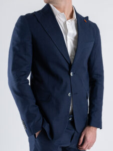 OVER-D Abito misto lino con giacca due bottoni+pantalone taglio sartoriale OC1S2S5A03 Blu (3)