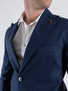 OVER-D Abito misto lino con giacca due bottoni+pantalone taglio sartoriale OC1S2S5A03 Blu (5)