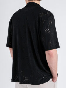 OVER-D Camicia mezza manica in fantasia traforata OE1S2S5C34 Nero (1)