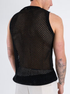 OVER-D Canotta in cotone in fantasia traforata OE1S2S5T36 Nero (1)