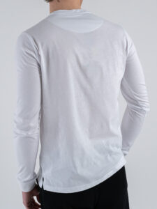 OVER-D T-shirt basica a manica lunga in jersey extrafine OC1S2S5T11 Bianca (5)