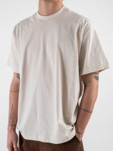 OVER-D T-shirt basica in cotone oversize OE1S2S4T08 Greige (5)