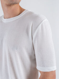 OVER-D T-shirt mezza manica in tessuto cangian T63 Panna (5)