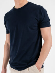 OVER-D T-shirt morbida tinta unita in cotone OE1S2S4T03 Blu (5)