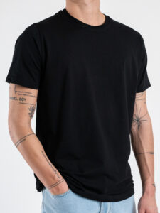 OVER-D T-shirt morbida tinta unita in cotone OE1S2S4T03 Nero (1)