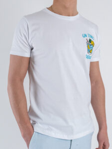 SUPERCULTURE T-shirt in cotone con stampa e ricamo GIN TONIC THERAPY A1115 Bianca (4)