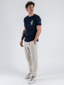 SUPERCULTURE T-shirt in cotone con stampa e ricamo GIN TONIC THERAPY A1115 Blu (4)