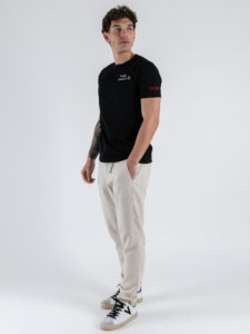 SUPERCULTURE T-shirt in cotone con stampa e ricamo TU VUO’ FA’ L’AMERICANO A1125 Nero (1)