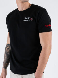 SUPERCULTURE T-shirt in cotone con stampa e ricamo TU VUO’ FA’ L’AMERICANO A1125 Nero (2)