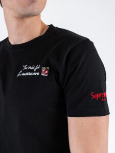 SUPERCULTURE T-shirt in cotone con stampa e ricamo TU VUO’ FA’ L’AMERICANO A1125 Nero (3)