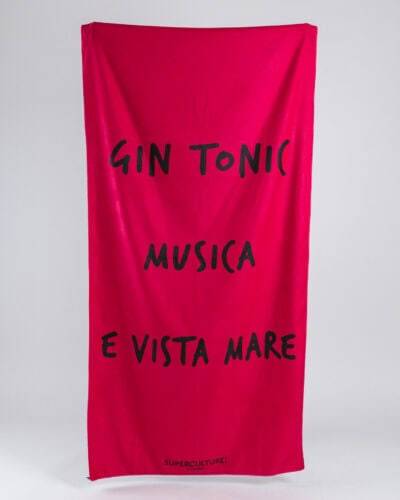 SUPERCULTURE Telo mare in microfibra con stampa GIN TONIC MUSICA E VISTA MARE Nuovi Arrivi
