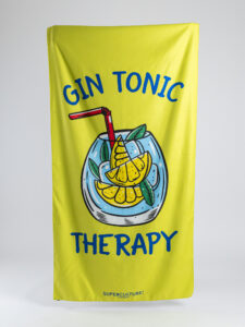SUPERCULTURE Telo mare in microfibra con stampa GIN TONIC THERAPY