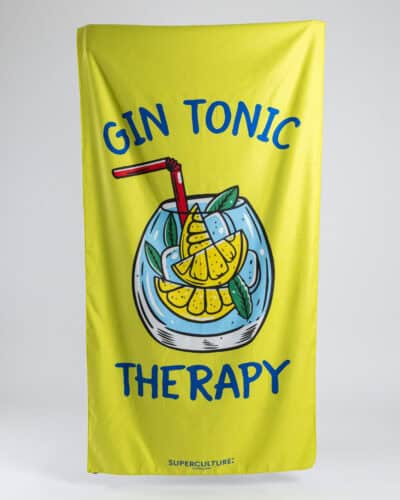 SUPERCULTURE Telo mare in microfibra con stampa GIN TONIC THERAPY Nuovi Arrivi