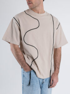 T-shirt a mezza manica con ricami GS9138 Beige (3)