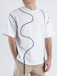 T-shirt a mezza manica con ricami GS9138 Bianco (3)