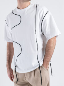 T-shirt a mezza manica con ricami GS9138 Bianco (5)
