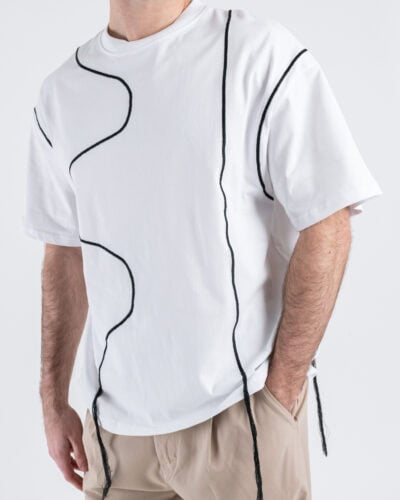 T shirt a mezza manica con ricami GS9138 Bianco 5 Nuovi Arrivi