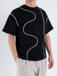 T-shirt a mezza manica con ricami GS9138 Nero (3)