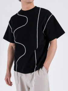 T-shirt a mezza manica con ricami GS9138 Nero (4)