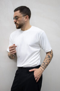 T-shirt basic a costine TNK021 Bianco (1)