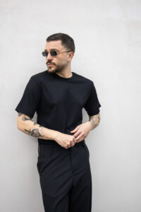 T-shirt basic a costine TNK021 Nero (2)