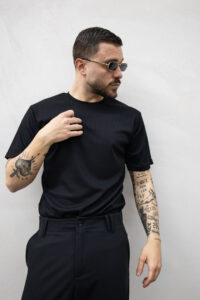 T-shirt basic a costine TNK021 Nero (6)