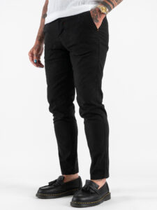 BERNA Pantalone chinos in misto lino 251106 Nero (2)