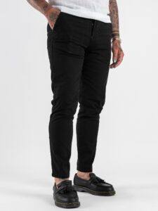 BERNA Pantalone chinos in misto lino 251106 Nero (3)
