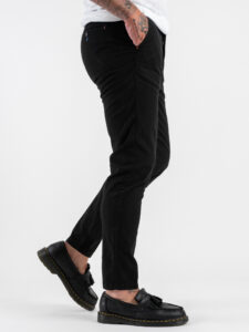 BERNA Pantalone chinos in misto lino 251106 Nero (5)